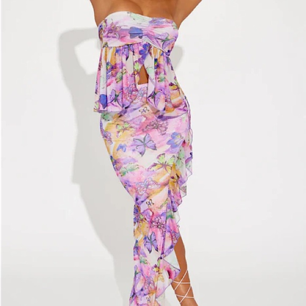 Butterfly two piece skirt set